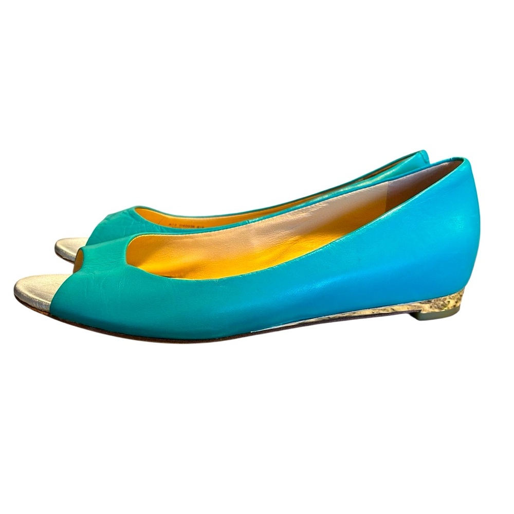 Cole Haan women's turquoise peep-toe flats Size 8 1/2